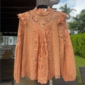 Elegant Lace Blouse in Peach